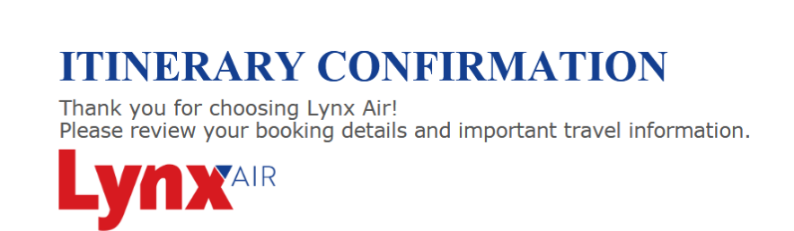 lynx air itinerary and logo